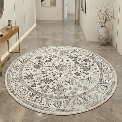 Produktbild von Schlichter Orientteppich – Blumen verziertes Design – in creme Größe - 200 cm Rund