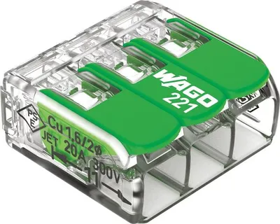 Image de Connecteur Wago 221 3x4mm2 Connexion Rapide Et Sécurisée 3 Fils - Wago