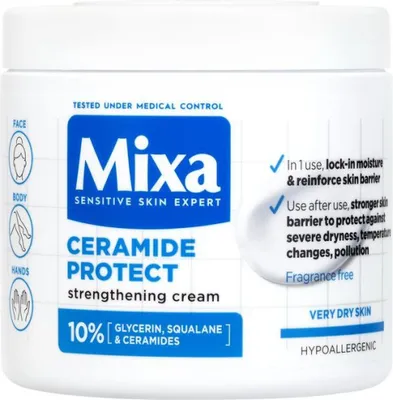 Zdjęcie produktu dla Mixa - Krem wzmacniający Ceramide Protect (skóra bardzo sucha) - Wzmacniająca pielęgnacja ciała 400ml