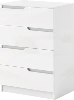 Produktbild von Moderne Kommode, Kleiderschrank, 4 Schubladen, Holz, Kippschutz, Fußpolster, Weiß