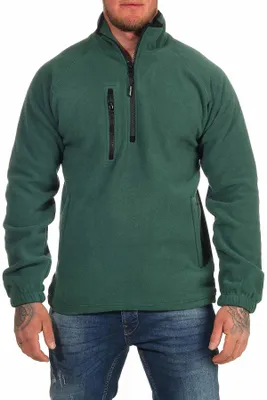 Produktbild von Mivaro Herren Fleecepullover mit halbem Reißverschluss und Taschen warm atmungsaktiv Regular Fit ideal für Arbeit Freizeit Angeln Wandern Campen Outdoor und Alltag mit Stehkragen