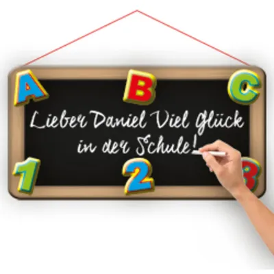 Produktbild von FOLAT Türschild Schulanfang 3D 55x28cm ABC 123 Schild mit Kreide beschriftbar