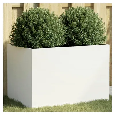 Produktbild von Pflanzkübel Weiß 62x40x39 cm aus Stahl, Blumentopf für Balkon, Terrasse und Garten