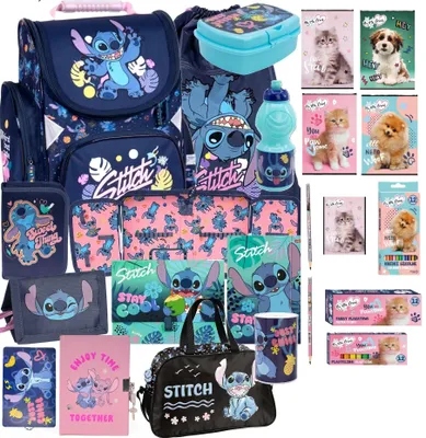 Produktbild von 22tlg Lilo und stitch Schulranzen set Rucksack Federtasche Sportbeutel Trinkflasche Brotdose schultasche Tornister fur madchen