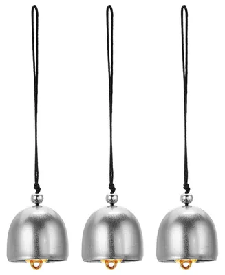 Zdjęcie produktu dla Windspiel, zestaw 3 wiszących dzwonków, metal, okrągłe, srebrne i czarne, średnica 13 cm