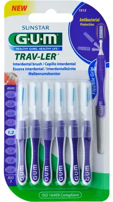 Image de Gum Trav-Ler 1,2mm bougie violette interdentaire+6 capuchons 6pcs