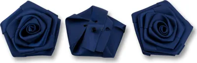 Produktbild von Satinrosen 6cm zum Basteln & Aufnähen 3 Stück Dunkelblau