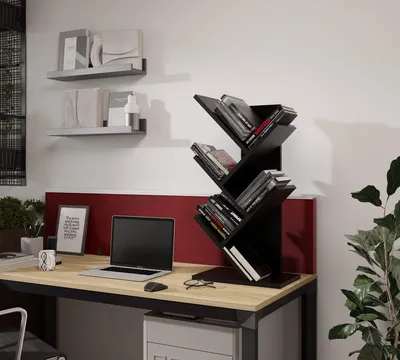 Obrázok produktu pre Knižnica, čierna, 5 políc, do kancelárie