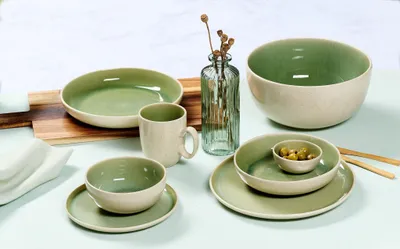 Produktbild von Servierteller 24,5cm tief 4er Set Skog hellgrün