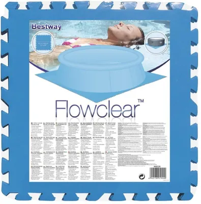 Produktbild von Bestway Pool Bodenschutzmatte - 9er Set / 50 x 50 cm - Puzzle Unterlage in blau