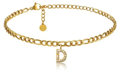 Produktbild von GD GOOD.designs Fußkettchen Gold mit Buchstaben D wasserfest mit 18K Vergoldung I Fussbändchen für Damen verstellbar aus Edelstahl (Buchstabe D) - Valentinstag - Geschenk für Sie
