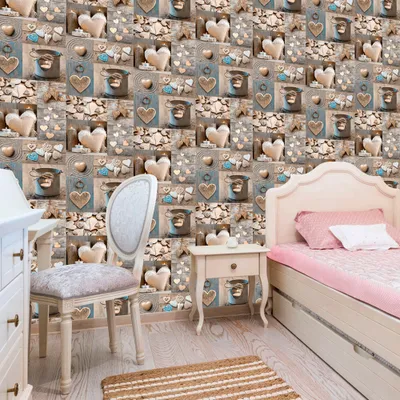 Produktbild von PURO TAPETE selbstklebend 10m Wandtattoo dekorative Möbelfolie Dekorfolie Fotofolie Panel Wandaufkleber Wandposter Wandsticker - Holz Herz Liebe n-C-0016-j-b