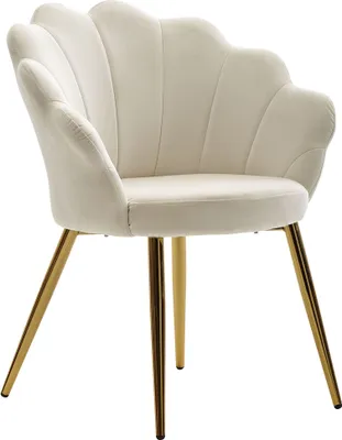 Image de Chaise de salle à manger tulipe velours blanc | Wohnling