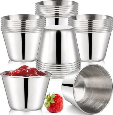 Produktbild von 30 Edelstahl-Saucenbecher 45ml, kleine Schalen, Dipschalen, Snackbecher