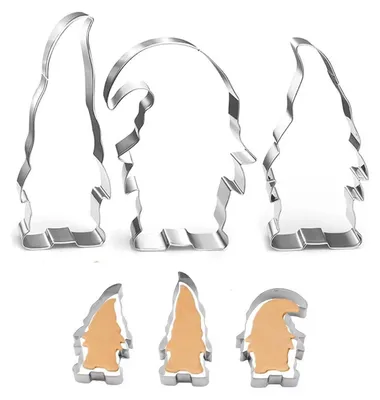 Produktbild von Plätzchen Ausstecher Set 3 Stück Weihnachtsmann Wichtel Edelstahl