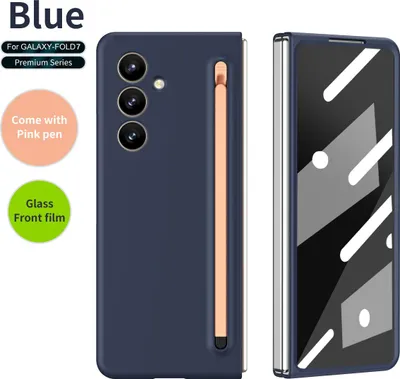 Produktbild von Handyhülle für Samsung Galaxy Z Fold 7 Schlank Stoßfest Kratzfest Schutzhülle mit Eingabestift und Displayschutz Dunkelblau