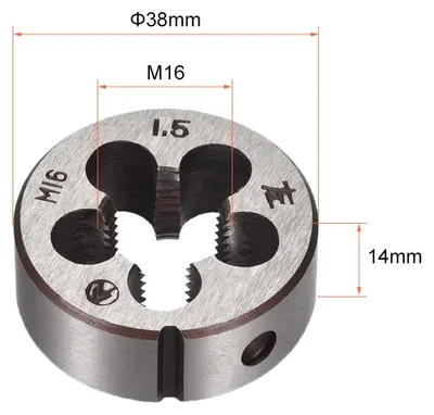 Produktbild von Runde-Schneideisen M16x1.5, Metrisches Schneidfestes Gewindeschneidkluppe, Legierter Werkzeugstahl Gewindereparaturwerkzeug