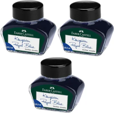 Productafbeelding van Faber-Castell inktglas voor schrijfgerei koningsblauw - Set van 3 - Inktpot 62,5 ml