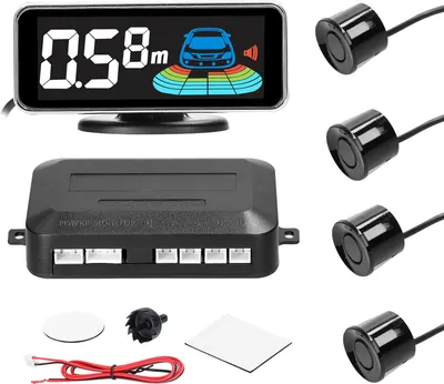 Zdjęcie produktu dla Radarowy system cofania z 4 czujnikami parkowania, wykrywaniem odległości, wyświetlaczem odległości LCD, sygnałem ostrzegawczym i brzęczykiem