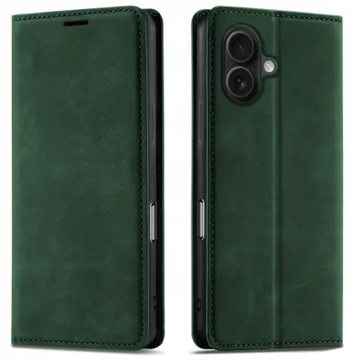 Zdjęcie produktu dla Etui Z Klapką Do Iphone 16 Zamykamne Magnetyczne Skórzane + Szkło 9H