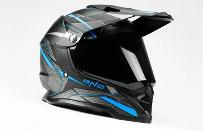 Produktbild von BNO Cross-3 Integralhelm, Crosshelm mit Visier,Motorradhelm, Visier Wechselbar, Schild Abnehmbar, volle ECE Prüfung, Matt Schwarz/Blau, + zusätzliches getöntes Visier, Größe L