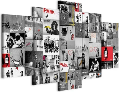 Produktbild von Italienischer Leinwand Leinwandbild - Street Art: Banksy IV 225x112.5 cm Streetart i-C-0092-b-p