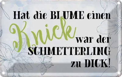 Produktbild von vianmo Blechschild 12x18 cm hat Blume Knick Schmetterling Dekoration Spruch Zitat