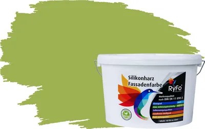 Produktbild von RyFo Colors Silikonharz Fassadenfarbe Lotuseffekt Trend Olivgrün 10l - bunte Fassadenfarbe, weitere Grün Farbtöne und Größen erhältlich, Deckkraft Klasse 1