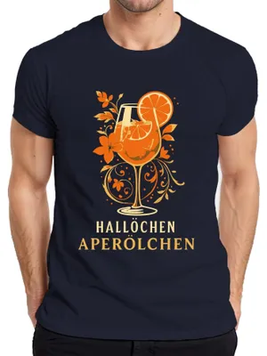 Produktbild von Hallöchen Aperölchen Aperol Spritz Sommerdrink Orange Cocktail Herren T-Shirt, Navy, S