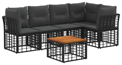 Produktbild von vidaXL Outdoor-Sofagarnitur 6 pcs Schwarz und Dunkelgrau Polyester