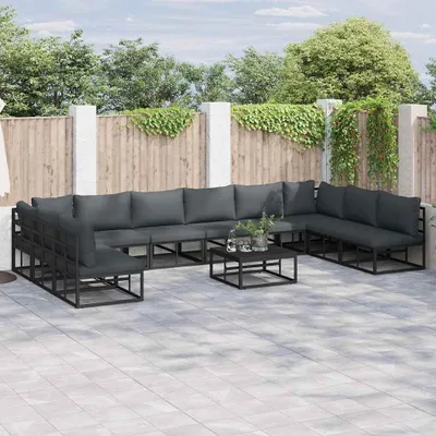 Imagen del producto de Maison Exclusive - Juego de sofá de jardín de 11 piezas, color , aluminio