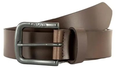 Obrázok produktu pre Pánsky kožený opasok značky Levi's s kovovou sponou s logom, hnedý, dĺžka 105 cm