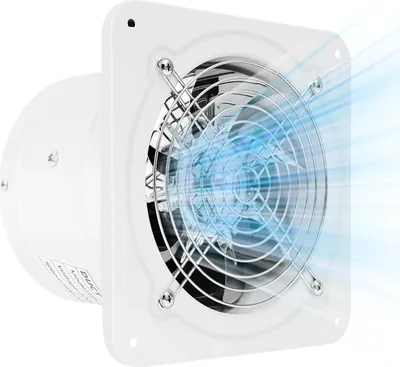 Obrázek produktu pro Nástěnný ventilátor – ventilátor pro odtah vzduchu, 15 cm – 7 kovových lopatek – 220V AC – 2600 otáček za minutu – bílý