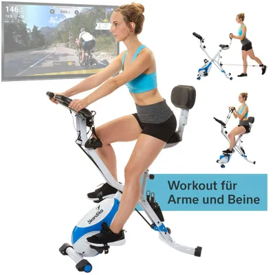 Produktbild von Skandika Fitnessbike Foldaway X-3000 B-Bike, F-Bike mit Lehne, Ergometer Fahrrad, klappbarer Hometrainer | Multi-Gym 4 in 1 Heimtrainer, Liegeergomete