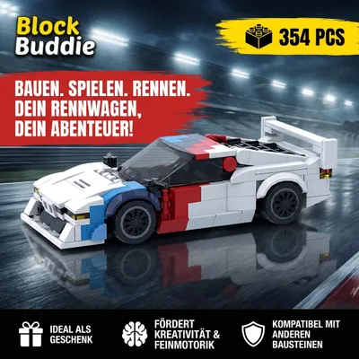 Produktbild von BlockBuddie™ M1 Race Edition inspiriertes Klemmbaustein Auto mit 354 Teilen – Sportwagen Modellbausatz