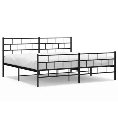 Produktbild von Bettgestell mit Kopf- und Fußteil Metall Schwarz 193x203 cm