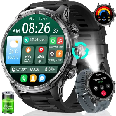 Produktbild von Herren Smartwatch mit Telefonfunktion 1.85" HD Display 710 mAh Akku Taschenlampe 5ATM wasserdicht 120+ Sportmodi Fitness & Gesundheitsuhr