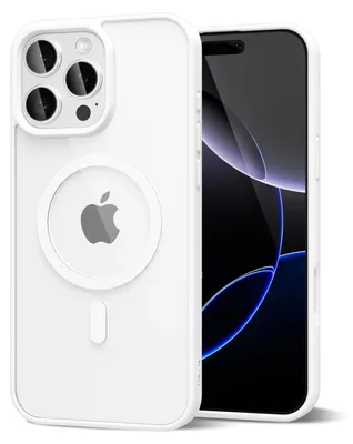 Obrázek produktu pro Magnetický kryt pro iPhone 16 Pro Max, kompatibilní s MagSafe, průhledné nárazuvzdorné pouzdro, ochranný zadní kryt Bílá