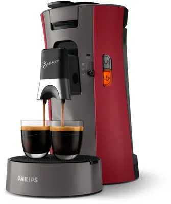 Produktbild von Philips Senseo® Select Kaffee Pad Maschine, 3 Kaffeespezialitäten, Kaffeestärkewahl Plus, Crema Plus, Rot (CSA230/90)
