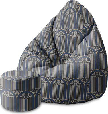 Produktbild von Dreamroots Bean Bag 80x80x120cm Sitzsack Puf mit Lehne und Hocker Sitzsack mit Füllung Sitzsack Erwachsene mit Füllung Deco Pattern