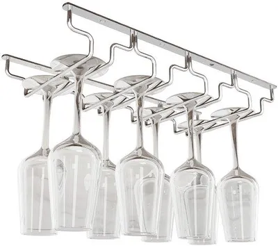 Immagine prodotto di Portabicchieri per vino, ideale per bar domestici, con 4 file, dimensioni 46x18 cm