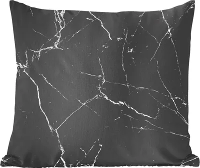 Produktbild von MuchoWow® Zierkissen Sofakissen Wohnzimmer Dekokissen 60x60 cm Marmor - Schwarz - Weiß - Textur - Sitzfläche - Foto Polster