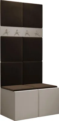 Produktbild von MIRJAN24 Garderoben-Set Orion IV, Garderobe mit Sitzbank mit 8 x Wandpanel 42x42 (Farbe: Cashmere, Manila 04)