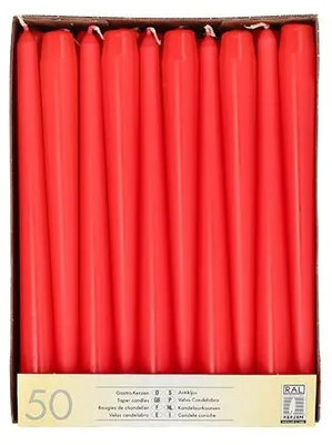 Produktbild von Papstar Leuchterkerzen Ø 2,2 cm 25 cm rot, 2 x 50 Stück