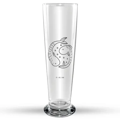 Produktbild von Mr. & Mrs. Panda Trinkglas Sternzeichen Fische - Transparent - Geschenk, Bierglas, Bier Glas, Bierbecher, Glasbecher, Sternbild, Geburtstag März, Februar, Glasbierglas