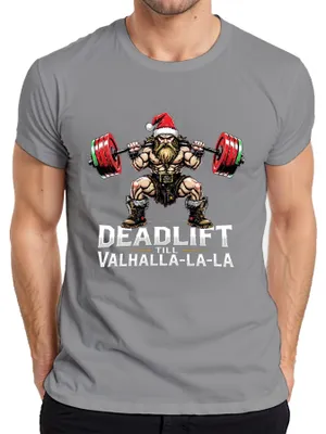 Productafbeelding van Deadlift Till Valhalla La La Wikinger T-shirt voor heren, grijs, maat S