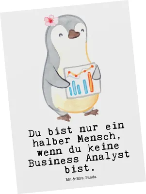 Produktbild von Mr. & Mrs. Panda Postkarte Business Analyst Herz - Weiß - Geschenk, Ansichtskarten, Ansichtskarte, bildkarte, Postkarten, Grußkarte