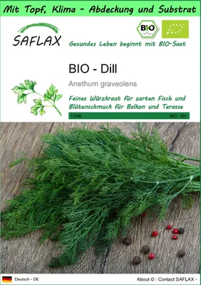 Produktbild von SAFLAX Garden to go - BIO - Dill - Anethum graveolens - 700 Samen - Mit Topf, Klima - Deckel und Anzuchtsubstrat