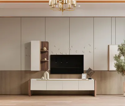 Image de Support TV moderne en bois beige