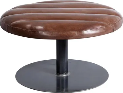 Produktbild von Hocker Robin mit gestepptem Ledersitz und Roheisengestell, 75x75x42cm